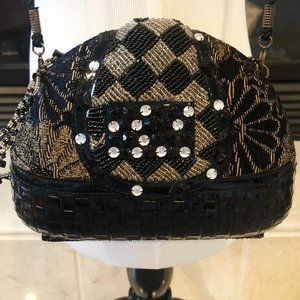 Flapper Inspired Black Embellished Sling Bag Evening Purse
